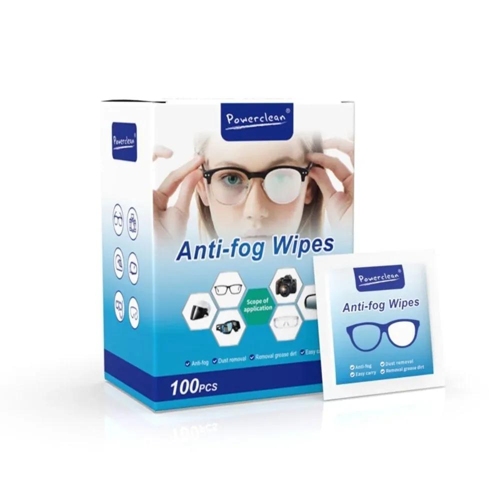

100Pcs/Box Glasses Cleaner Wet Wipe Disposable Anti Fog Misting Dust Remover Cleaning Lens Wipes Sunglasses Phone Screen 100Pcs