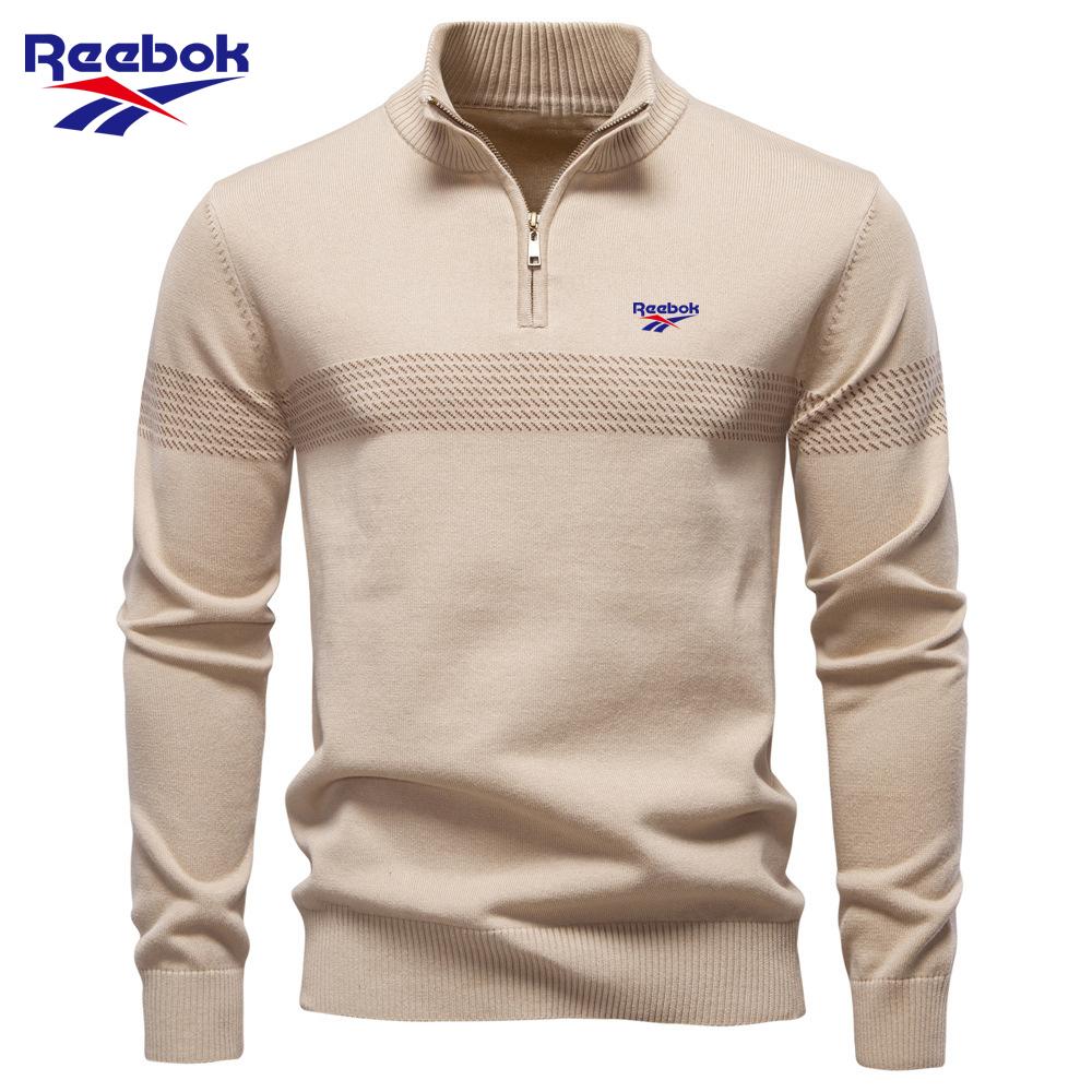 

Reebok 2026 Autumn and Winter Embroidery New Business Stand Collar Men s Pure Cotton Sweater, High-quality Casual Half Zipper Men s Top XL