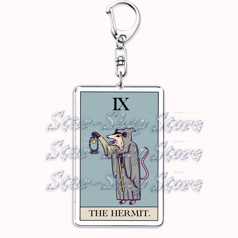 Popular Culture Halloween Tarot Card Keychains for Accessories Moon Luna Death Keyring Jewelry Fans Lovers Friends Reader Gifts