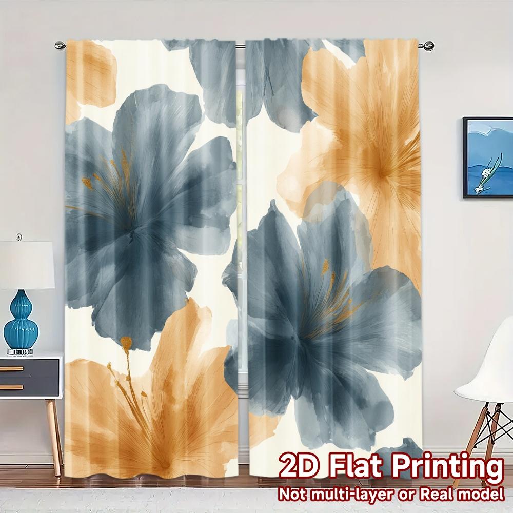 

Set Of 2 Flat Printing Curtains Without Rod Floral Elegance Design Women Is Day Holiday Digital Curtain Polyester W100*H70(CM)-Rod Pocket&1PCS