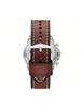 Gent's Retro Quartz Watch - 44mm Green Dial Brown Leather Strap, Triple-Eye Design, Casual Style FS5898