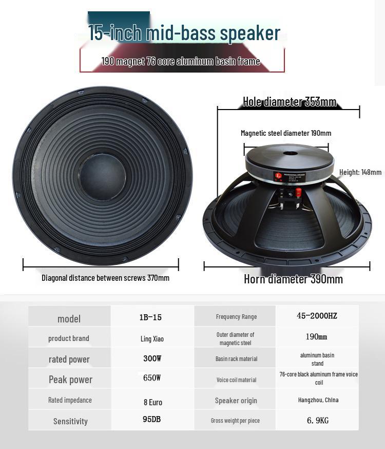 Heavy Bass High Power Subwoofer Speaker - Available in 8", 10", 12", and 15