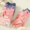 Kids' Cotton Pajama Set: Boys' Warm Underwear or Girls' Autumn Sweater and Pants, Small to Medium Sizes.