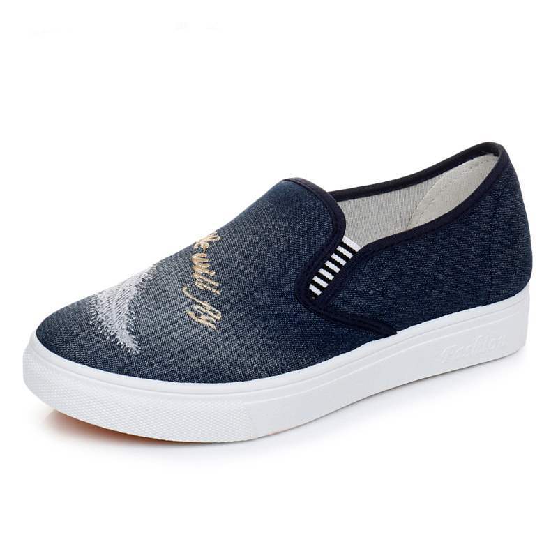 Cloth shoes Spring and autumn denim canvas shoes Flat-bottomed lazy one-pedal single shoes