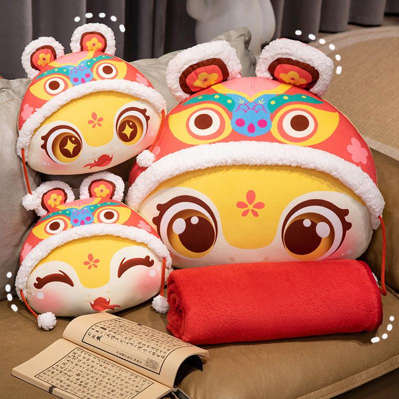 

Chinese Lion Dance 3-in-1 Plush: Snake Pillow Blanket Hand Warmer Pillow 32*30cm 0.35kg
