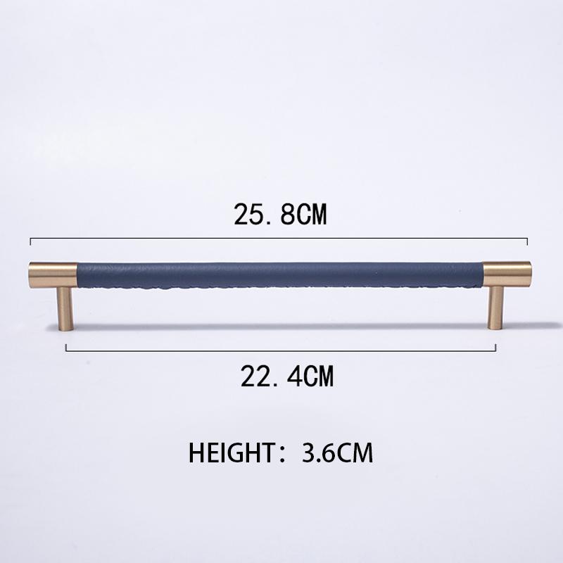 Nordic Style Simple PU Leather + Brass Door Drawer Double Hole Cabinet Handle Kitchen Cupboard Door Pulls Furniture Handle