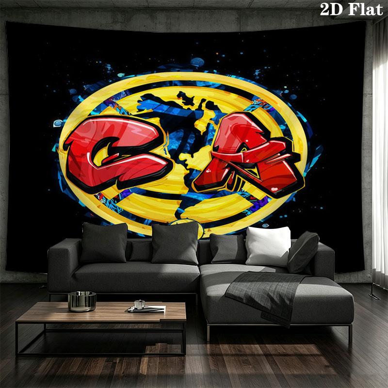 Club America Wall Tapestry Aesthetic Wall Hanging Printed Fabric Blanket Decorative Tapestries for Bedroom Living Room Home Decor