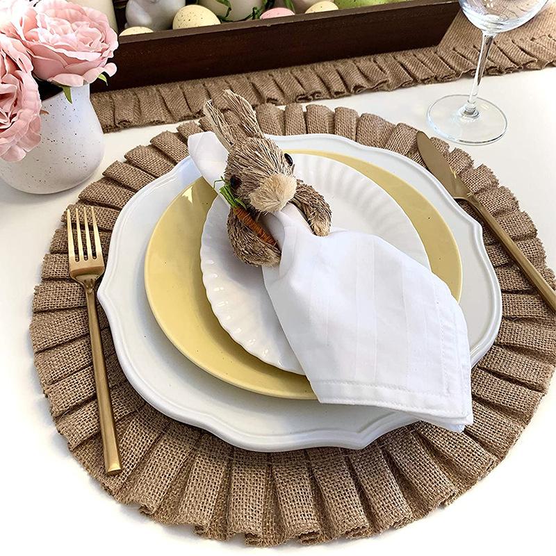 6/4pcs Jute Woven Placemat Nordic Style Dining Mat Environment Protection Jute Linen Insulation Home Dining Table Decoration Mat
