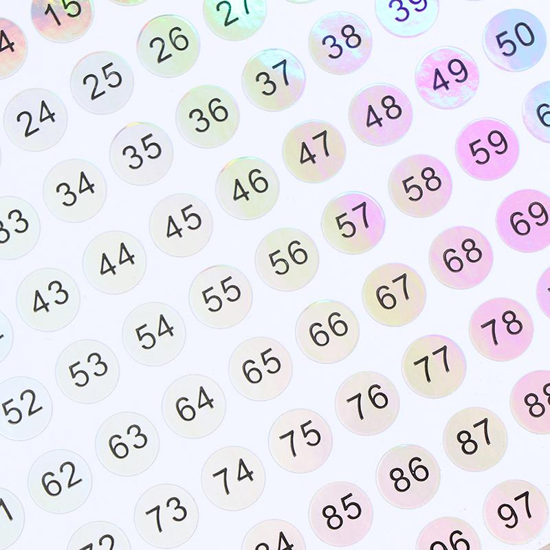 Etiquetas a laser à prova d'água número 1-300 adesivos esmalte batom etiquetas numéricas