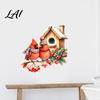 Bird Wall Decals Christmas Sticker Watercolor PVC Decal Waterproof Winter Decorative Theme Window Cling for Glass Doors And Storefronts Festive Door