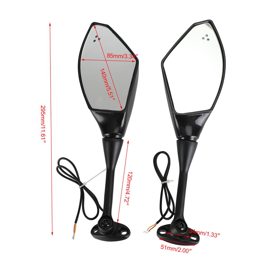 Rear View Mirrors w/ LED Turn Signals For Honda CBR600RR 03-14 CBR1000RR 04-07