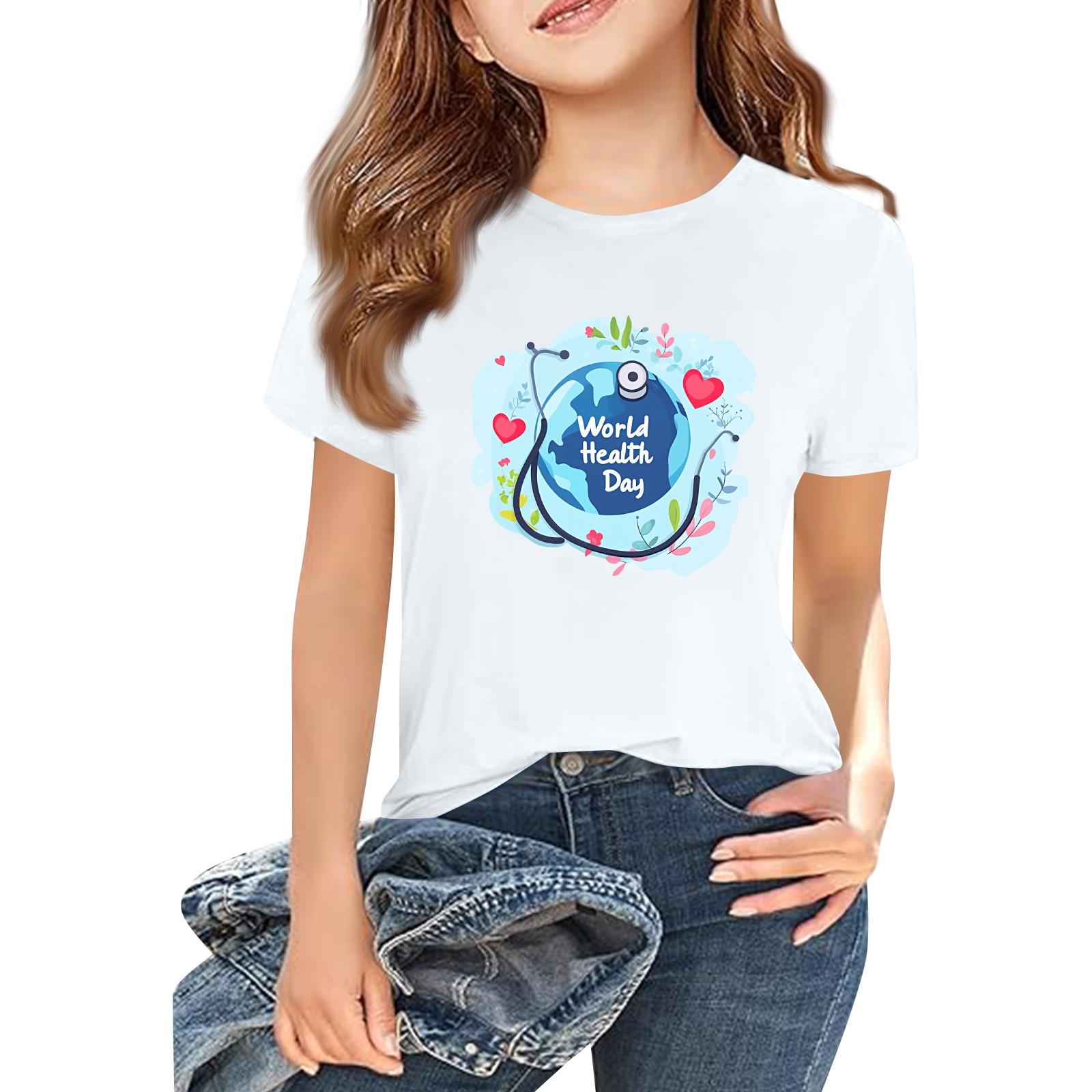 

Детская модная повседневная футболка с коротким рукавом и круглым вырезом с принтом 160 белый