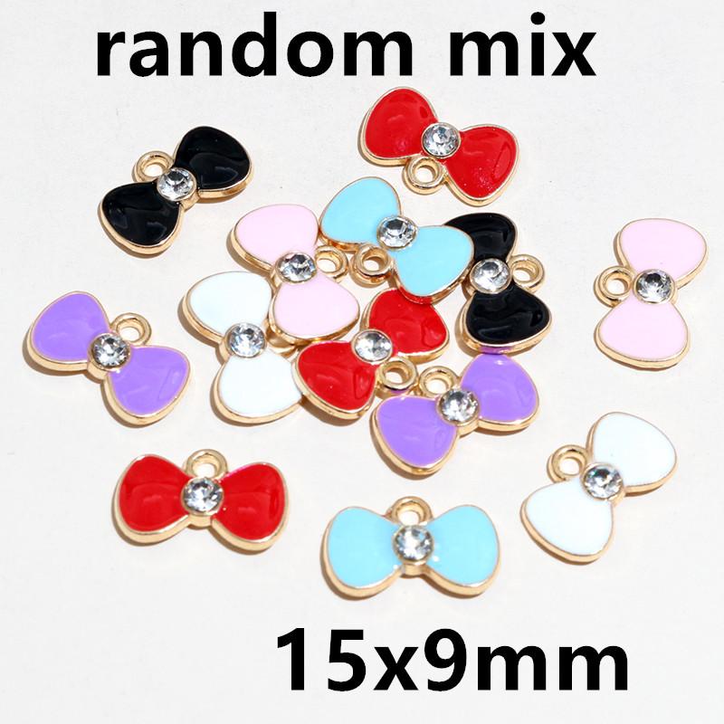 20pcs Enamel Charms Pendants Butterfly Flower Bow Mushroom Shape DIY Jewelry Making Accessories for Earrings Necklace Bracelets