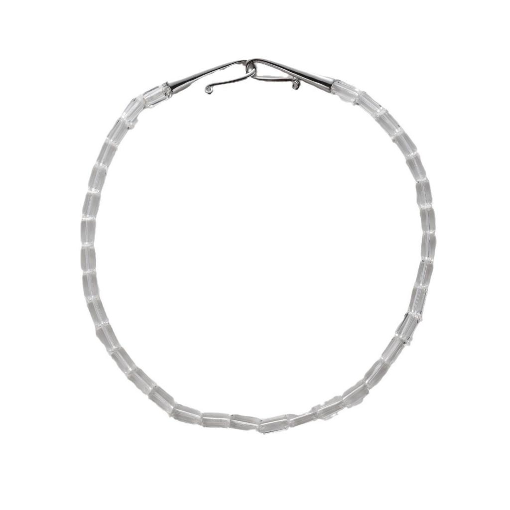 Premium Metal Copper Platinum Plated Square White Crystal Beaded Necklace Women'S Light Luxury Cold Wind Temperament Clavicle Chain