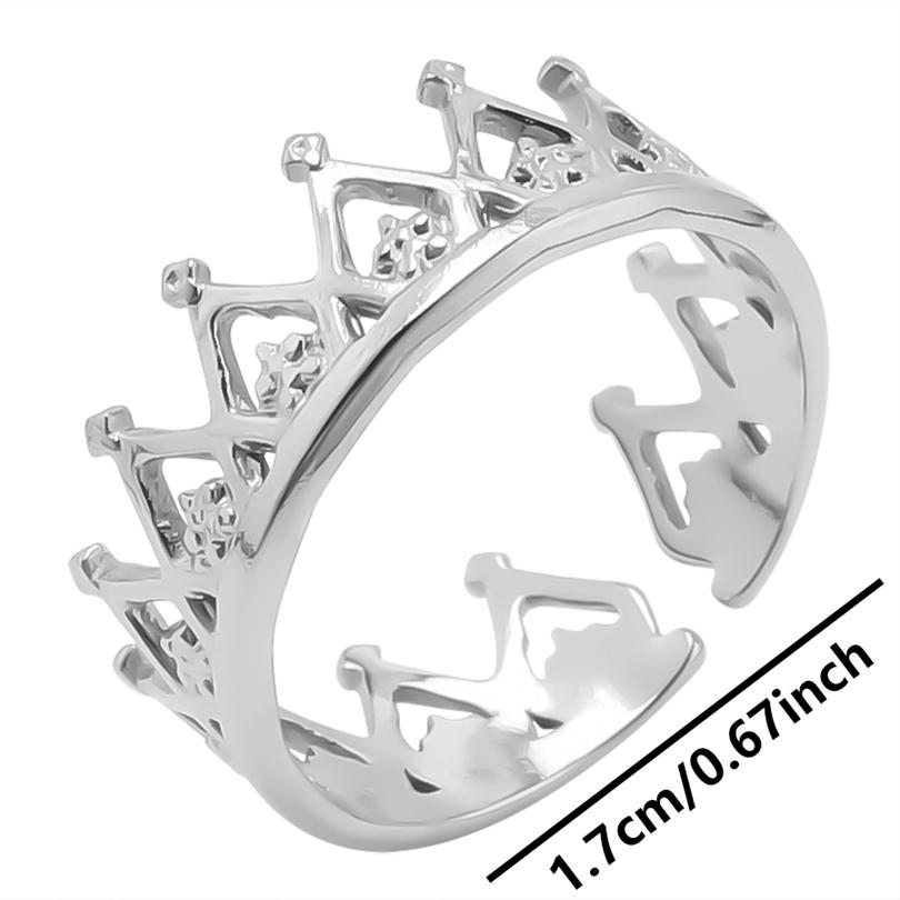 

Open Crown Rings For Women Accessories Stainless Steel Ring Vintage Fashion Jewelry Finger Bague Acier Inoxydable Femme Birthday adjustable