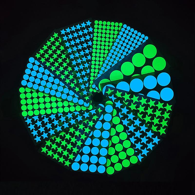 8-126 szt. Świecące w ciemności naklejki ścienne gwiazdki, okrągłe kropki, DIY dekoracja pokoju