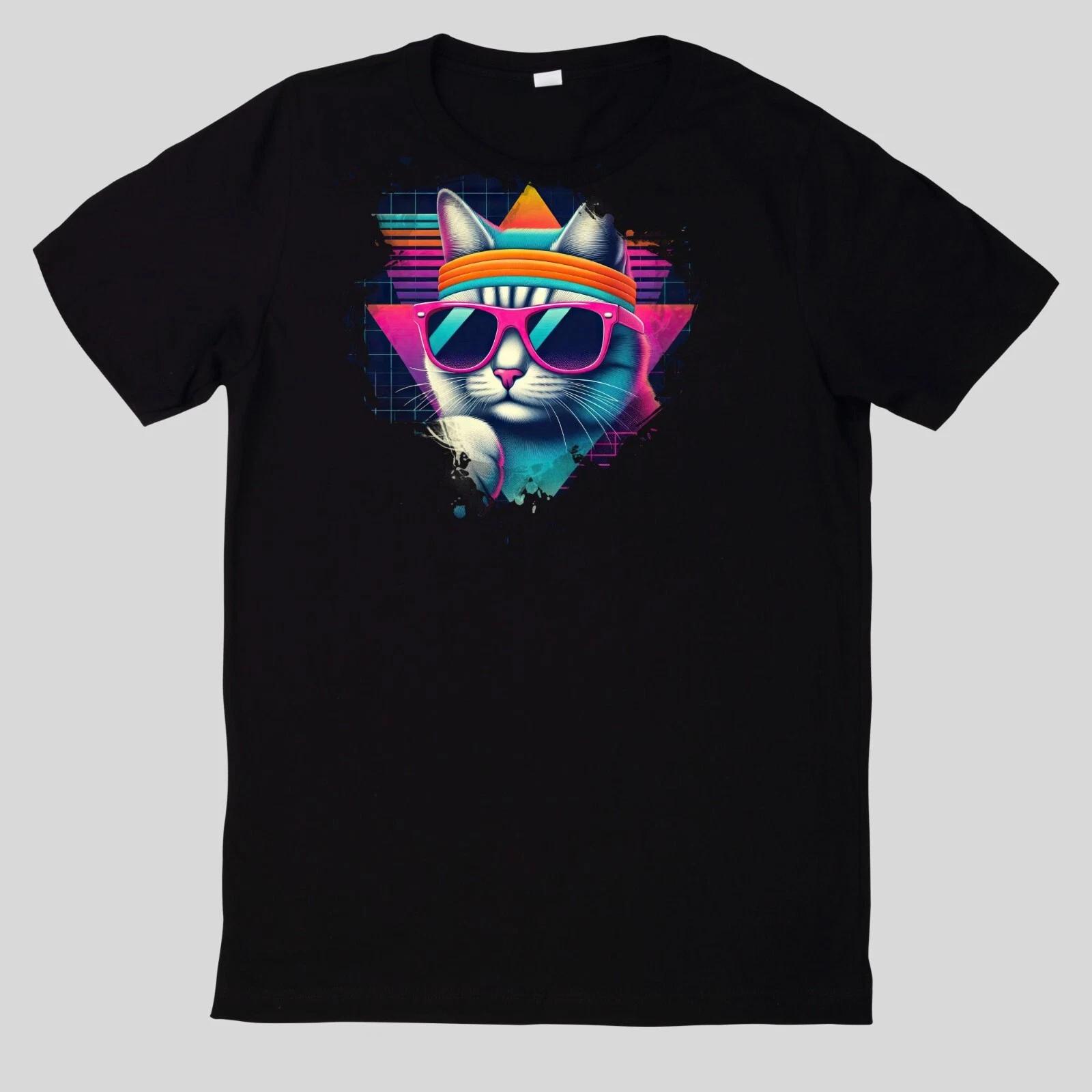 T-Shirt Aquarell Retro coole Katzen S