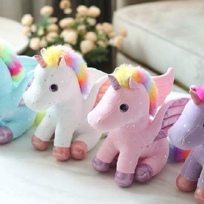 Boneca Unicórnio Multicolorida Arco-Íris Pelúcia Boneca de Pano Brinquedo Mascote Decoração para Colocação em Casa Companheiro da Alma Enfeite de Família