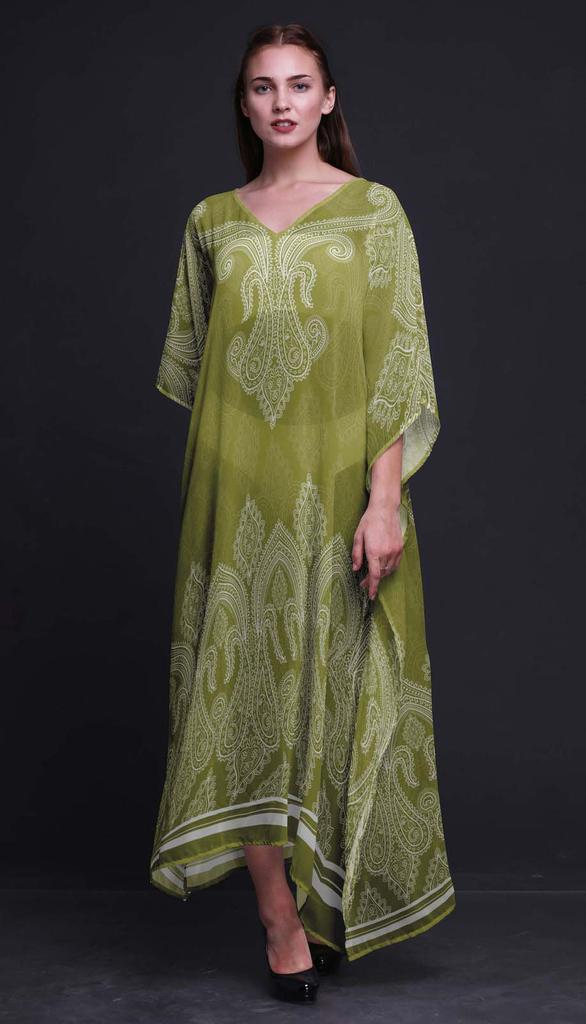 Phagun Floral & Paisley Ladies Plus Size Kaftan Summer Wear Beach Coverup Kimono
