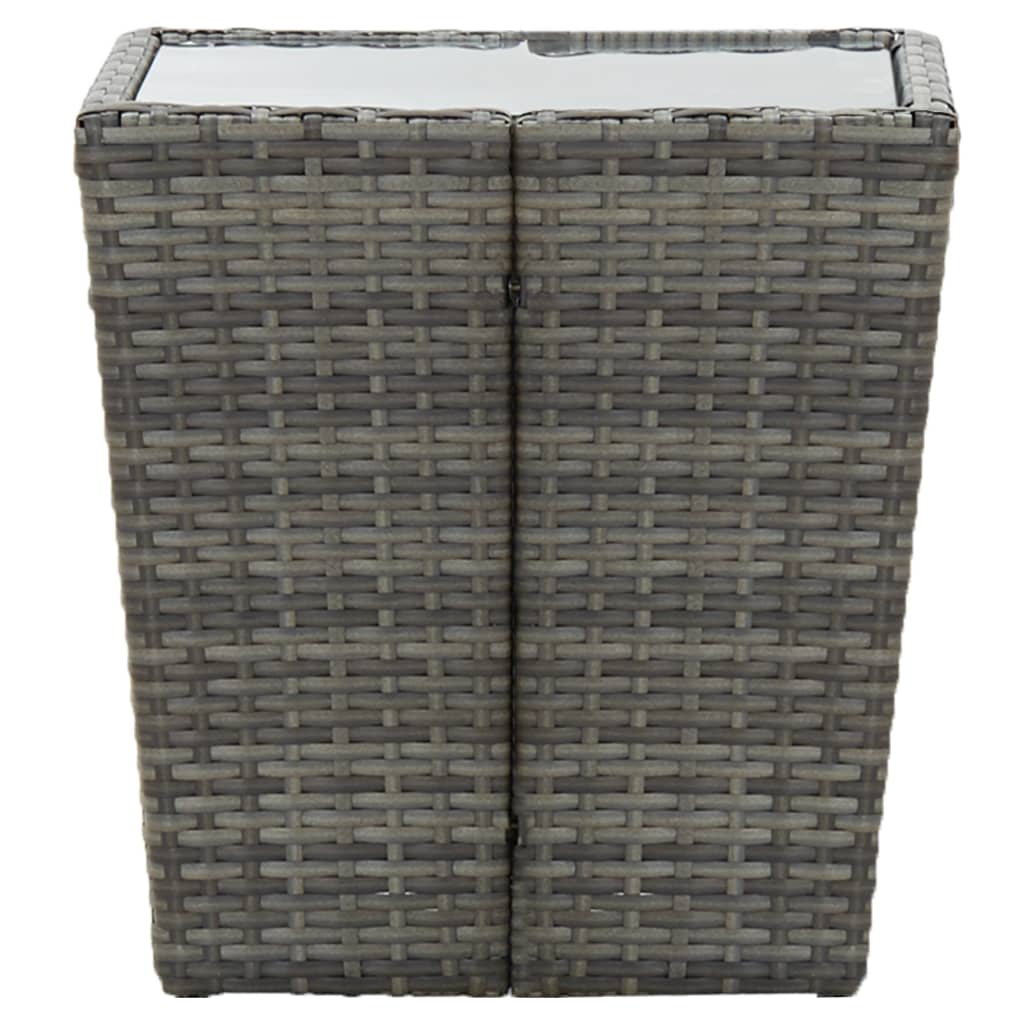 Side Table Gray 41.5 X 41.5 X 43 Cm Poly Rattan and Tempered Glass