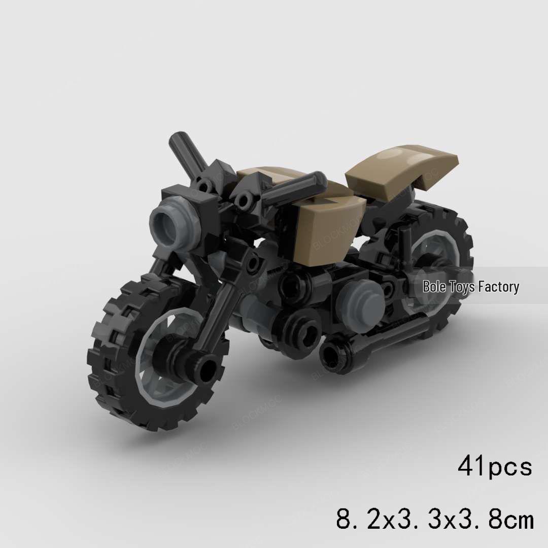 Retro Mini Motorcycle Model with Minifigure Seat - Building Blocks Toy Gift