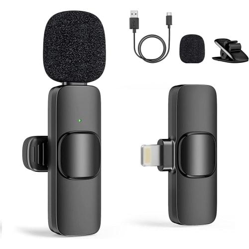 Wireless Pin Microphone for iPhone/iPad, No Bluetooth Required, Instant Connection, 360 Sound Collection, Noise Reduction, Plug & Play, No App Requir
