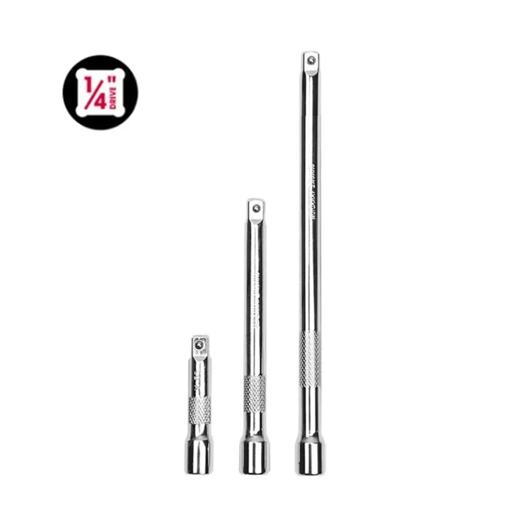 1Pc 50/100/150mm Long Extension Bar For 1/4 Sleeve Drive Ratchet Socket Extender Ratchet Wrench Quick Release Hand Tool