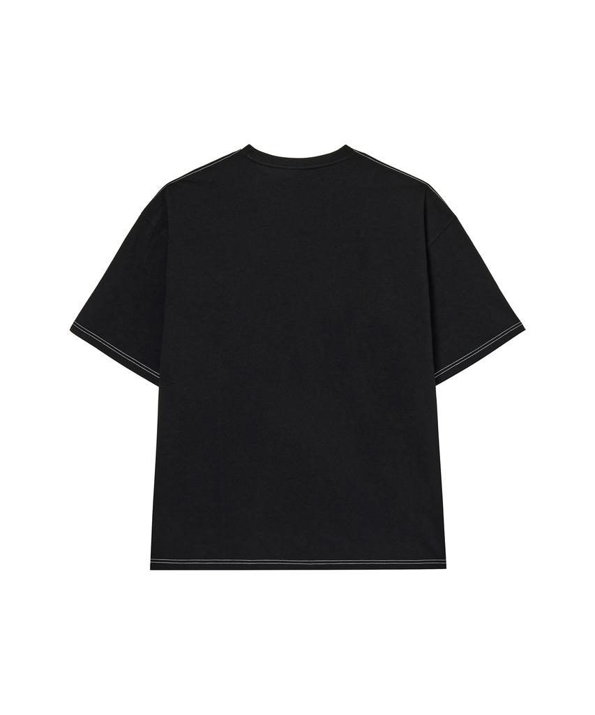 Mihag Stroke Logo Stitch Oversized T-Shirt (Black)