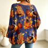 Women's Casual Halloween Pumpkin Print Long Sleeve Top with Off-the-Shoulder Neck, Cutout and Sleeves