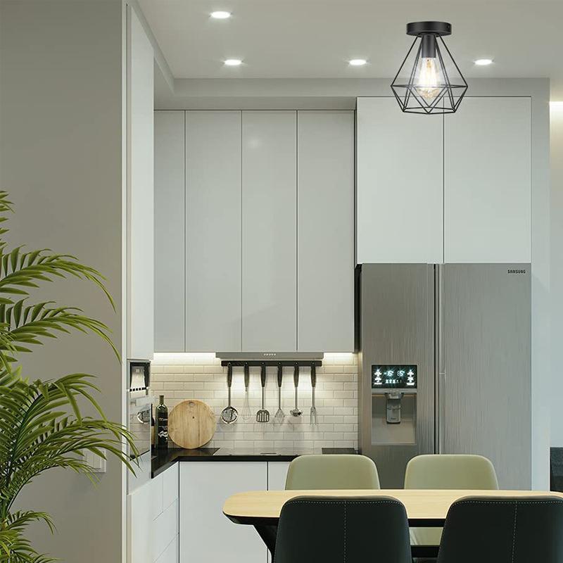 Vintage Industrial Pendant Light Fixture Metal Ceiling Lamp Hanging Cage Light Fixture for Kitchen Island Table Dining Room