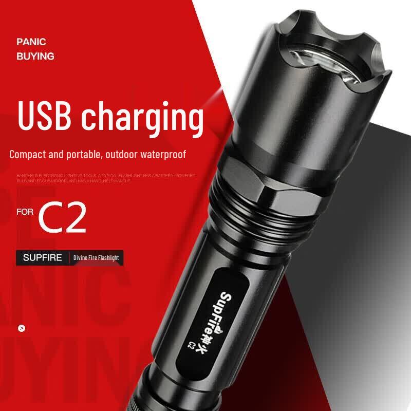 SUPERFIRE C2 USB Rechargeable LED Flashlight