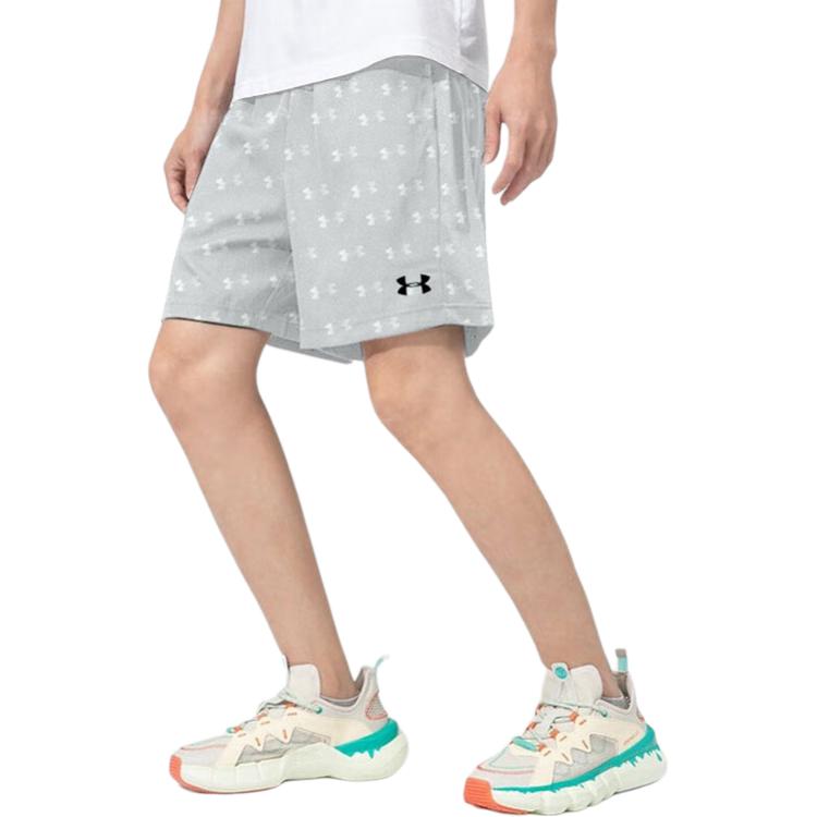 Under Armour Shorts de Corrida de Treino Respiráveis de Secagem Rápida Malha Estampada Shorts Unissex Cinza-Claro 21500231-009