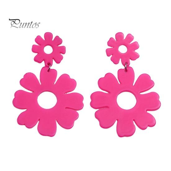 

1 пара милых висячих сережек с полыми цветами, винтажные акриловые увеличенные серьги-гвоздики, модные ювелирные изделия, аксессуары, подарок розы красного