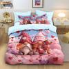 3pcs Valentine's Day romantic pink love goblin dwarf print coreless down duvet cover set multi size bedroom bedding decoration