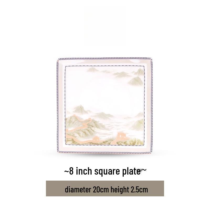 Mod Lanka New Chinese Light Luxury Ceramic Square Plate