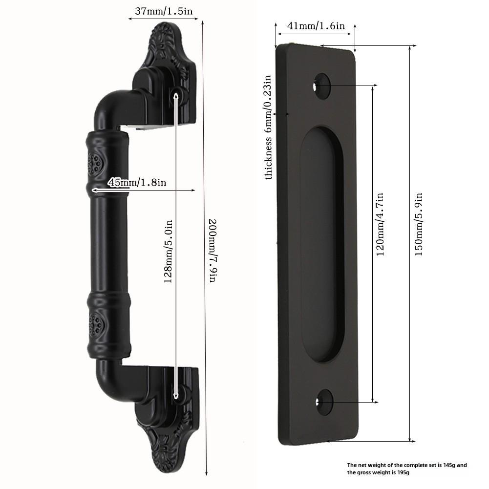Dual-Sided Black Surface-Mounted Sliding Barn Door Handle