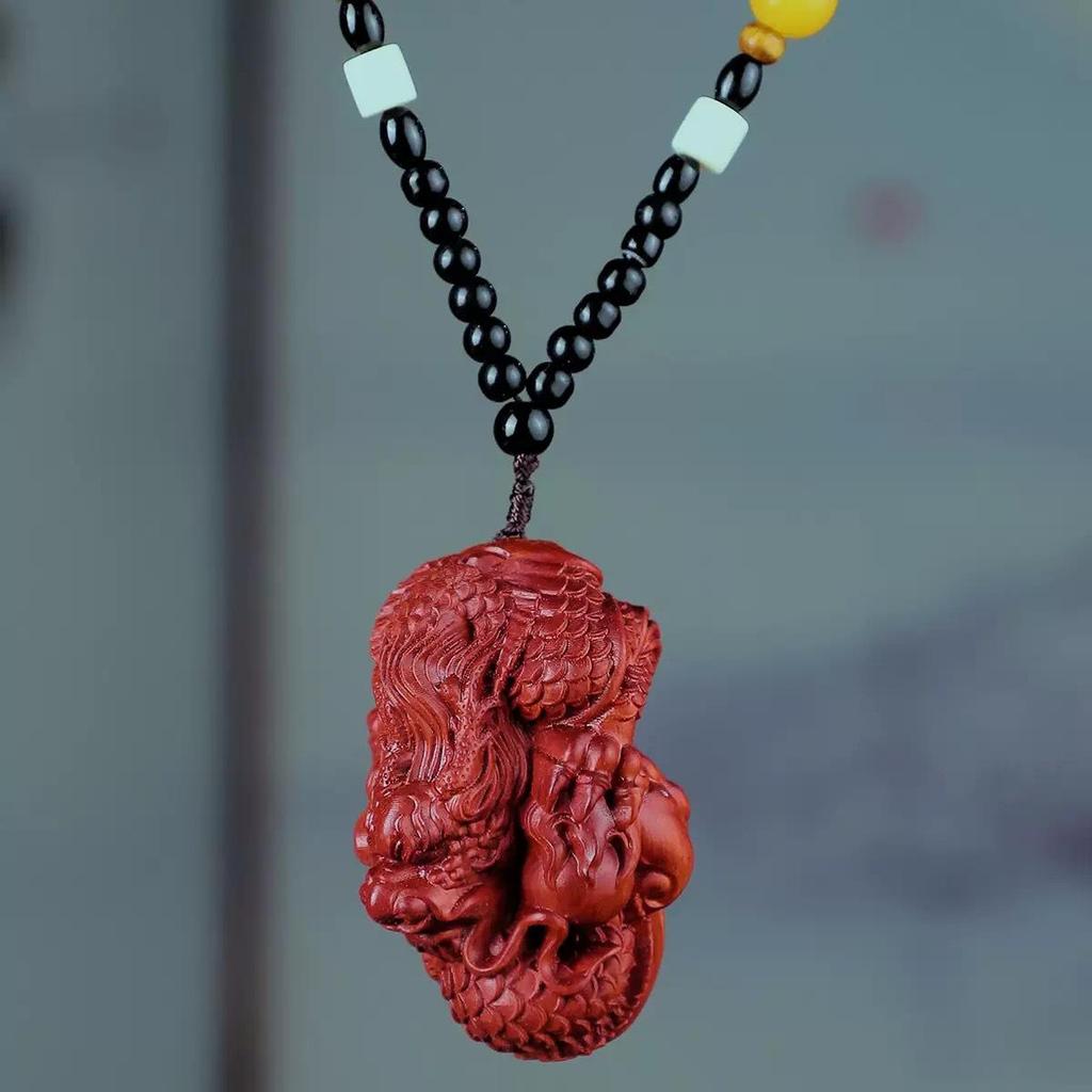Sandalwood Pixiu Handheld Carved Pendant Ornament - Douyin Craft Gift