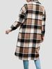 Women's Mid-Length Plaid Long Sleeve Loose Woolen Coat for Autumn/Winter, Plus Size