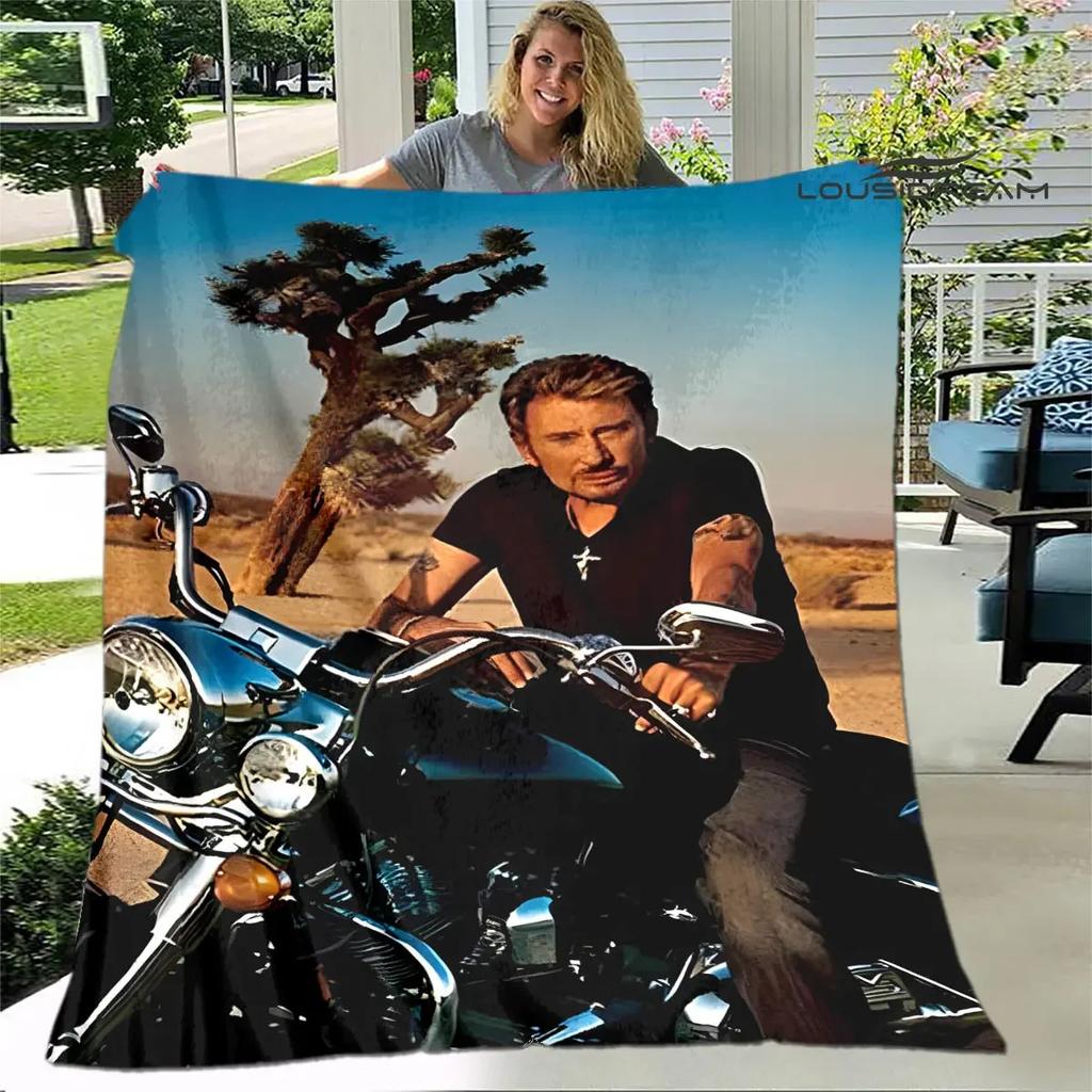 French rock star Johnny Hallyday print blanket picnic blanket vintage blanket home travel birthday gift bed blanket thin blanket