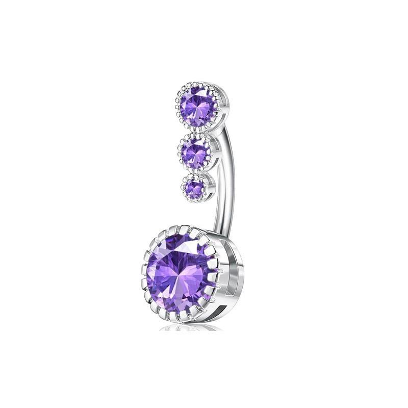1Pcs Purple Zircon Dangle Belly Button Rings Stainless Steel Heart Butterfly Navel Piercing Long Drop Pendant Belly Ring Jewelry