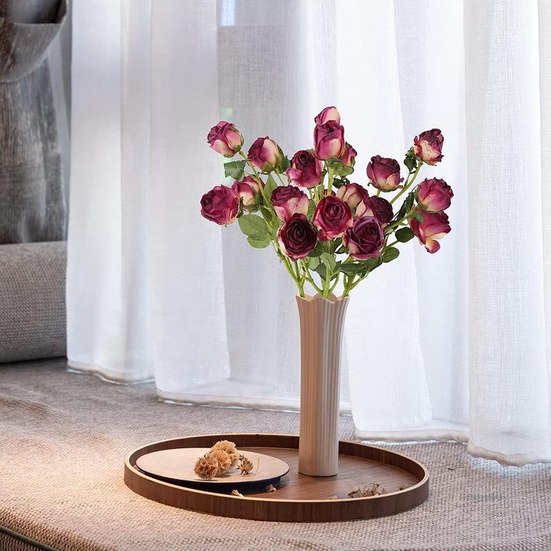 Artificial Roses,4pcs 20Heads Faux Roses Silk Fake Roses with Stem for DIY Wedding Bouquet Floral Arrangements Home Party Centerpiece Decoration