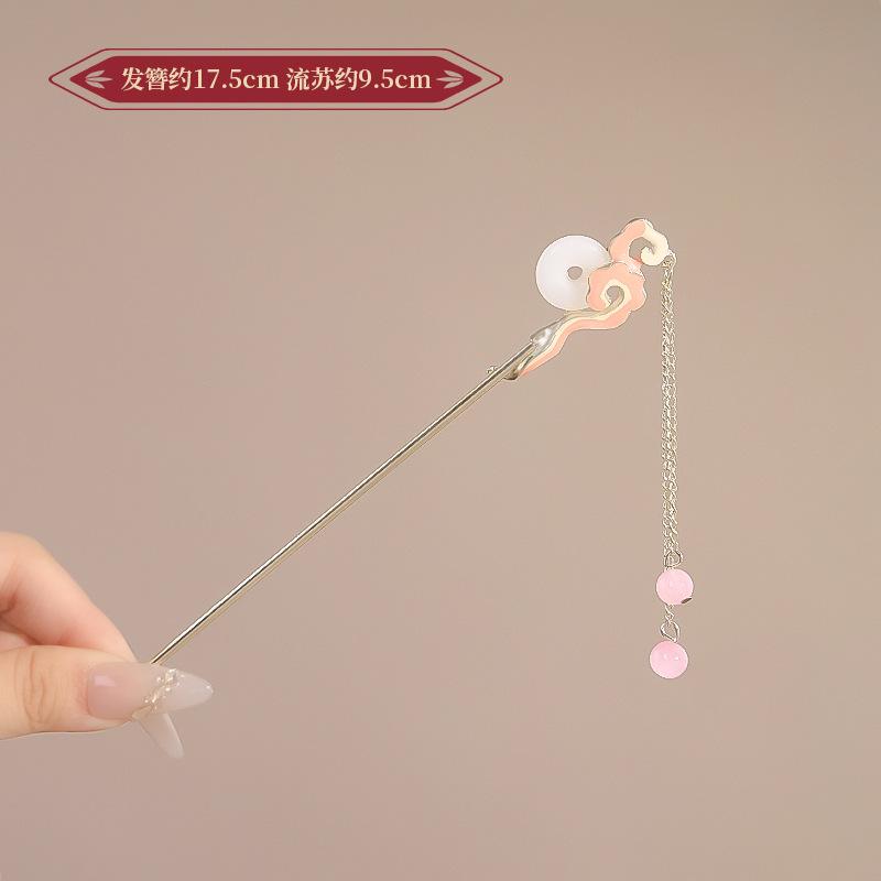 

Винтажная заколка для волос в форме буквы U с кисточкой для женщин, элегантная металлическая эмалированная палочка для волос, заколка для волос с элементом весеннего цветка, аксессуары для волос для ханьфу