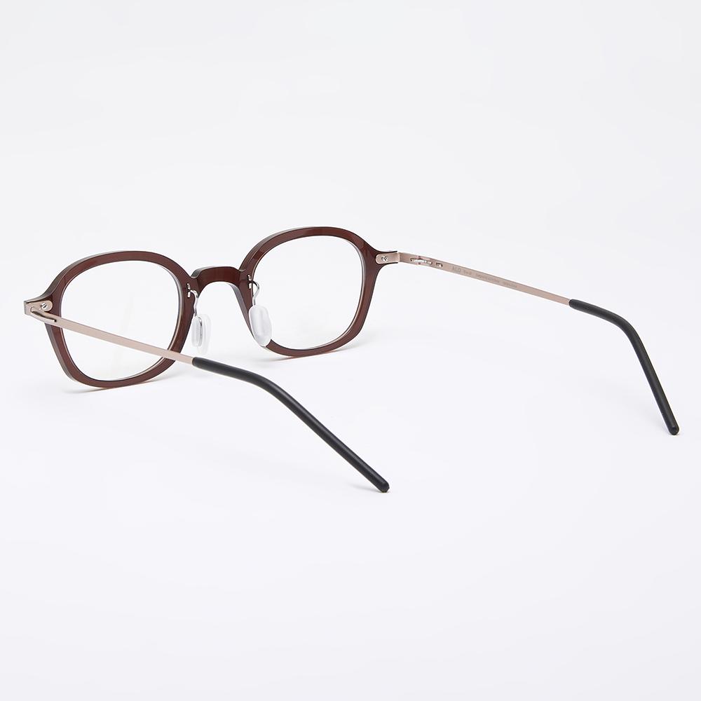 Alloaiweeo [The Air] Al5509 1624G Oriental Square Ultra-Lightweight Eyeglass Frame Brown Rose Gold Blue Light Lens Selection
