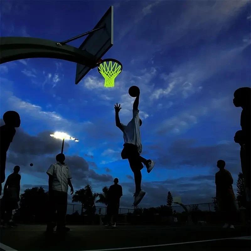 50CM Standard Selvlysende Basketballnett Grønt Fluorescerende Basketballnett Selvlysende Barnas Basketballkurvnett 1 stk