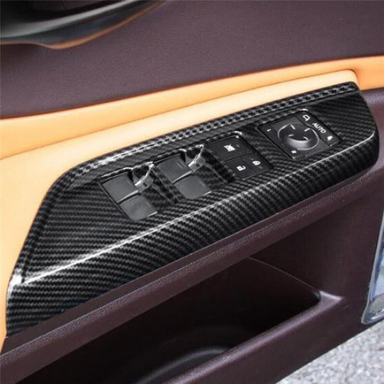 Carbon Fiber 4X Window Lift Switch Panel Cover Trim Fit For Lexus ES 2018-2022