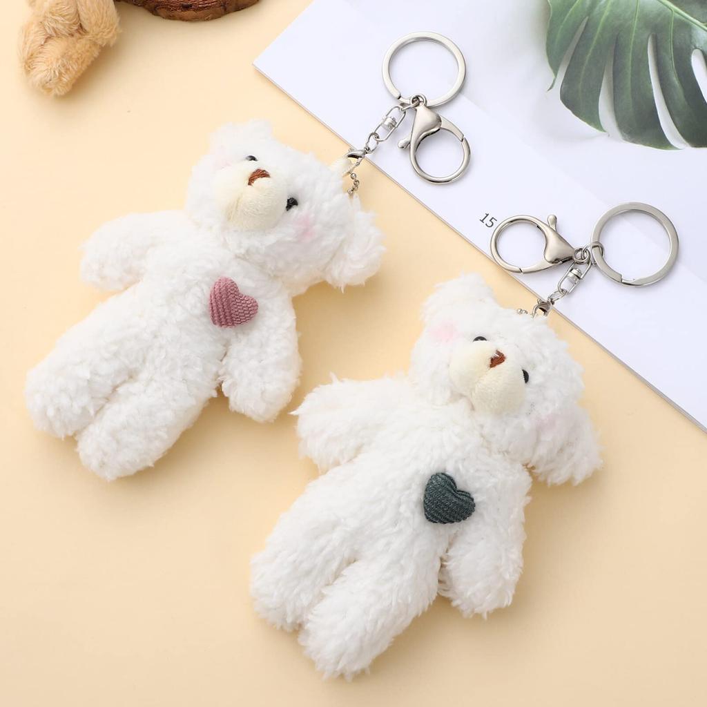 Pair of Bear Plush Fluffy Bear Christmas Birthday Gifts [CALLARON] Keychains, 2-Piece Set, Keyrings, Toys, Kids, Gifts,