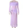 Autumn and Winter New One-word Shoulder Mesh Sexy Spice Slim Long-sleeved Dress Women