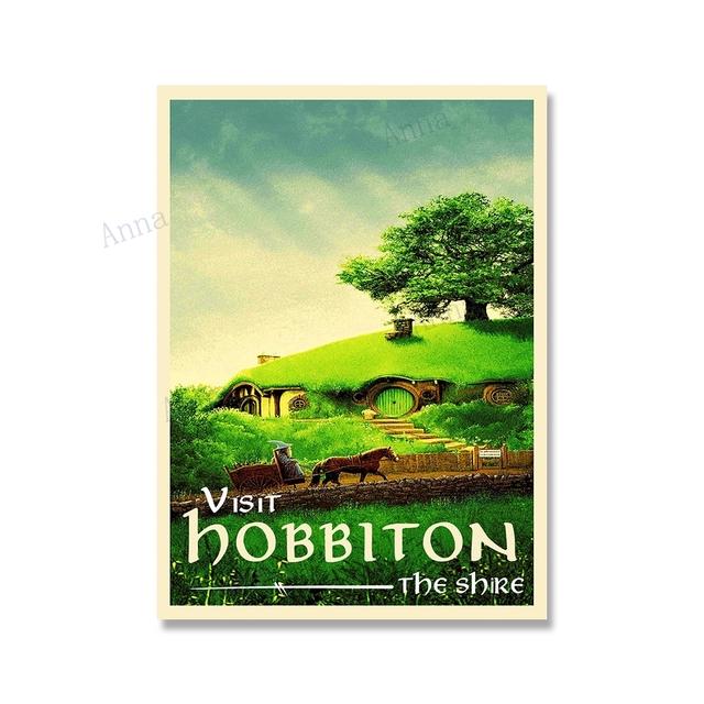 Canvas Painting Nordic Vintage Travel Poster and Prints Tolkien Middle Earth Landscape LOTR Art Wall Pictures Living Room Decor No Frame