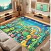 Dinosaur Theme Soft Crystal Velvet Rug Custom Name & Text Print Non Slip Floor Rug for Bedroom Living Room
