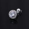 Retro Luxury Mini Hip Hop Silver Cool Round Ear Stud Korean Style Ear Stud Crystal Man Earrings